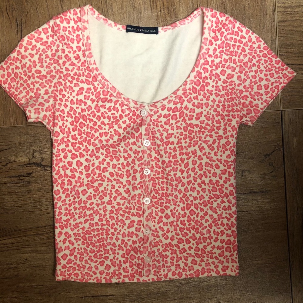 Brandy Melville pink cheetah zelly top